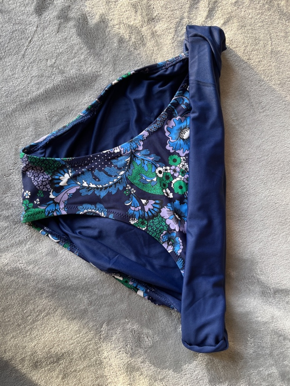 Amazon Essentials Navy Floral Bikini Bottoms with Blue & Green Print